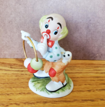 Lefton Clown Figurine, Clown with Dog and Hoop, Vintage Taiwan Porcelain - £20.02 GBP