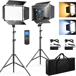 D50 Photography Lighting With Barn Door, 2-Pack 15.4" Led Video Light With Remot - £347.56 GBP