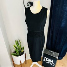 Carmen Marc Valvo Ponte Scoop Neck Dress, Black Size: 10, Fringe Dress NWT - $49.00