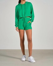 Elan cheri long sleeve hoodie crop top in Green - size M - $44.55