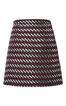 NWT $995 New Womens Christopher Kane Silk Skirt US 8 Silver Dark Red Bla... - £772.89 GBP