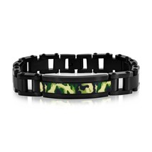 Stainless Steel Camo ID Bracelet - Black Plated - £62.48 GBP