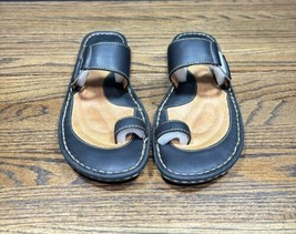 Born Black Leather Slip On Sandals With Ring Women’s Sz 7 / 38 - £24.02 GBP