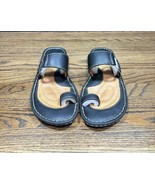 Born Black Leather Slip On Sandals With Ring Women’s Sz 7 / 38 - £23.67 GBP