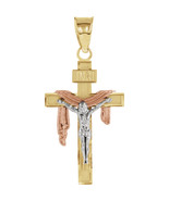 14K Tri Color Gold Crucifix Pendant - $653.63 CAD