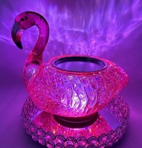 Bath &amp; Body Works 3-Wick Candle Holder Water Globe Flamingo Hot Pink Glitter - £78.13 GBP