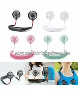 Portable USB Rechargeable Neckband Lazy Neck Hanging Dual Cooling Mini Fan - $8.95