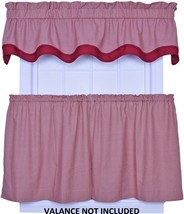 Ellis Logan Check Tier Curtain Set Kitchen Cotton Gingham Deep Red 68X36 New - £18.68 GBP