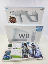 Nintendo Wii RVL-001 White Console Bundle box with 4 games &amp; Zapper - £100.66 GBP