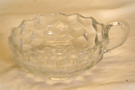 Fostoria American Clear Cubed Nappy Bowl Clear Glass Handle Candy Dish - £15.85 GBP