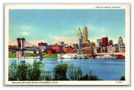 Skyline and Ohio River Cincinnati Ohio OH UNP LInen Postcard R27 - £2.61 GBP