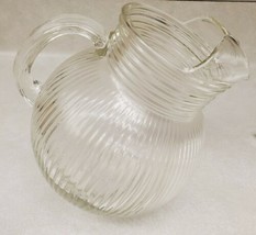 Small Tilt Juice Pitcher - Ribbed Pattern Clear Glass Nice Small Pitcher - £19.62 GBP