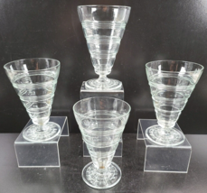 4 Anchor Hocking Banded Rings Clear 10 Oz Footed Tumblers Set Depression VTG Lot - £36.49 GBP