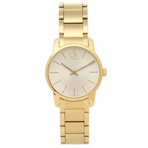  Calvin Klein K2G23546 City Silver Dial Yellow Gold-tone Ladies Watch - £146.76 GBP