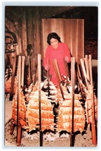 Vintage Baking King Salmon Fish Tribal Method Woman Postcard - $5.95