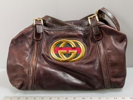 Gucci Brown Leather Medium GG Britt Tote - $296.00
