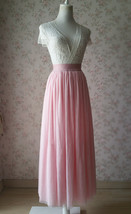 Pink Long Tulle Skirt Womens Plus Size Tulle Maxi Skirt Holiday Outift image 3
