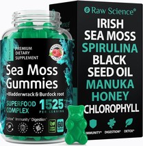 Irish Sea Moss Gummies -Detox &amp; Thyroid Support Black Seed Oi, Manuka Honey NEW - £15.42 GBP