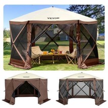 Camping Gazebo Screen Tent, 12*12ft, 6 Sided Pop-up Canopy Shelter Tent ... - $405.21 CAD