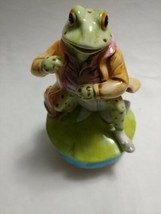 Schmid Beatrix Potter Frog Figure Jeremy Fisher Music Box Up Lazy River ... - $35.99