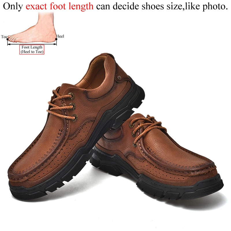 Spring Autumn Genuine Leather Casual Men Shoes Brown Black Khaki Natural... - $92.67