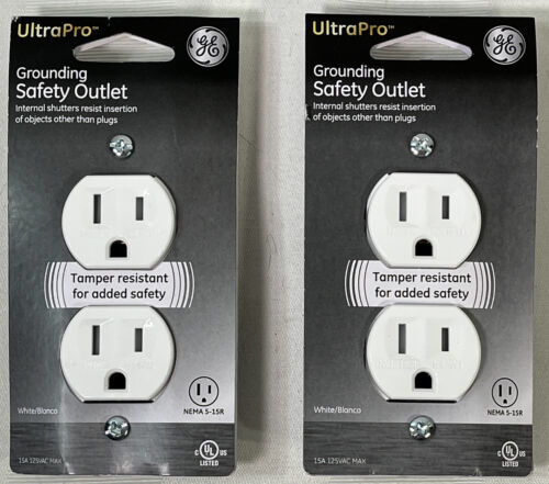 GE 54263 Grounding Safety Duplex Outlet UL Listed,125 Volt, 15 AMP -White - $9.78