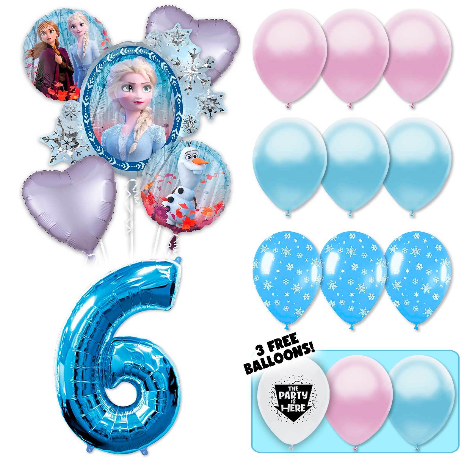 Frozen Deluxe Balloon Bouquet - Blue Number 6 - $31.99