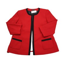 Preston York Jacket Womens 12 Red Quarter Sleeve Pockets Open Front Blazer - £23.22 GBP