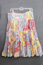 Ralph Lauren LRL Yellow Bohemian Paisley Tiered Linen Artful Peasant Ski... - $47.95