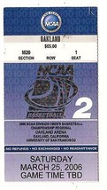 2006 NCAA Championship Regional Ticket stub Oakland 3/25 Sweet 16 - £34.63 GBP
