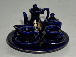 Vintage Cobalt Blue Miniature Tea Set 10 Pieces Doll House Tea Set - £18.36 GBP