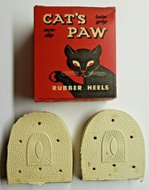 Vintage Cats Paw 2 Rubber White Heels in Box Cats Paw Rubber Co USA U102 - £15.13 GBP