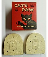 Vintage Cats Paw 2 Rubber White Heels in Box Cats Paw Rubber Co USA U102 - £14.91 GBP