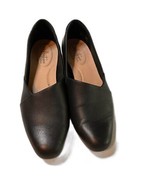 Collection by Clarks Business Casual Black 1&quot; Stacked Heel Comfort Loafe... - $23.99