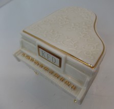 Ceramic Detailed Music Box Piano (works) Goldtone Accents 5.5&quot; L X 4.5&quot; W X 3&quot; T - £23.30 GBP