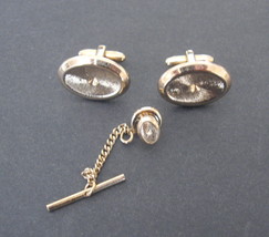 Vintage Hickok Gold Tone Cuff Links and Tie Tack Set - Made in the USA  - $21.99