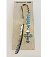 Cross Bookmark with blue beads, New #MD-71 - $91.33 MXN