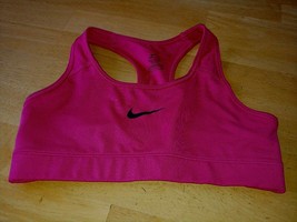 Nike DRI-FIT Ladies Hot Pink RACER-BACK Sports BRA-S-WORN ONCE-POLY/SPANDEX-NICE - £9.53 GBP