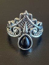 Black Onyx Stone S925 Sterling Silver Woman Tribal Ring Size 5.5 - £11.85 GBP
