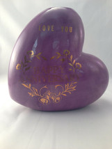 purple vase heart shaped ceramic hand painted happy anniversary love you - £25.20 GBP