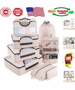 Elegant Cream &amp; Black Packing Cubes with Toiletry &amp; Laundry Bag for Travel - $810.95 MXN