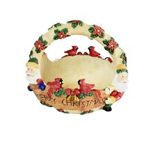 Resin Christmas Basket Cedar Creek Elves Cardinals Holiday Colorful Coll... - $14.83