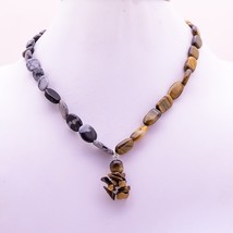 Natural Snowflake Obsidian Tiger Eye Gemstone Beads Necklace 6-16 mm 17&quot; UB-7239 - £8.62 GBP