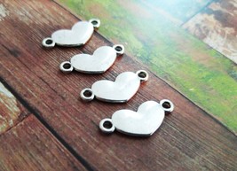  Heart Charms Connector Links Stamping Blanks Pendants 2 Hole Charms 4pcs - £2.77 GBP