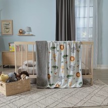 SAFARI BABY BOYS  CRIB NURSERY BLANKET WITH SHERPA VERY SOFTY &amp; WARM - $59.39