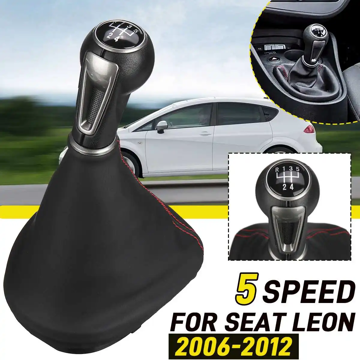 5/6 Speed MT Car Gear Stick Shift Knob With PU Leather Boot For Seat Leon 2006 - £19.12 GBP+