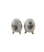 Vintage Enesco Porcelain Footed Foral Purple Easter Egg Salt and Pepper ... - $240.75 MXN