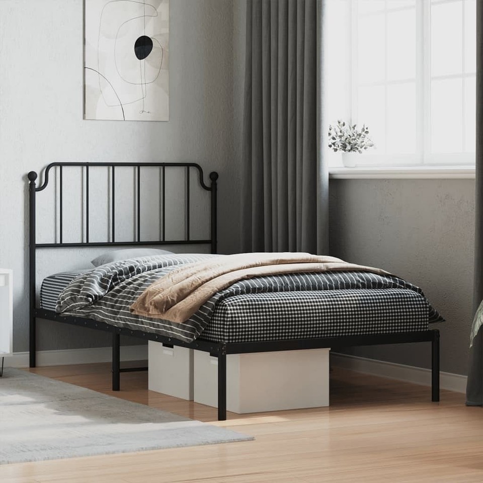 vidaXL Bed Frame Black Powder-Coated Steel Twin Bed Frame Rectangular - $126.60