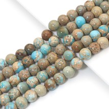 Natural Blue Imperial Jasper, 10mm Round Smooth Beads, Sku#U1605 - $10.00