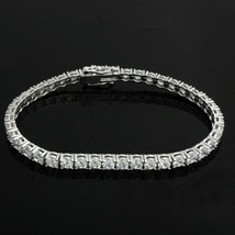 Mujer 2.50CT Imitación Piedra Tenis Brazalete 14K Chapado en Oro Blanco Plata - £86.14 GBP